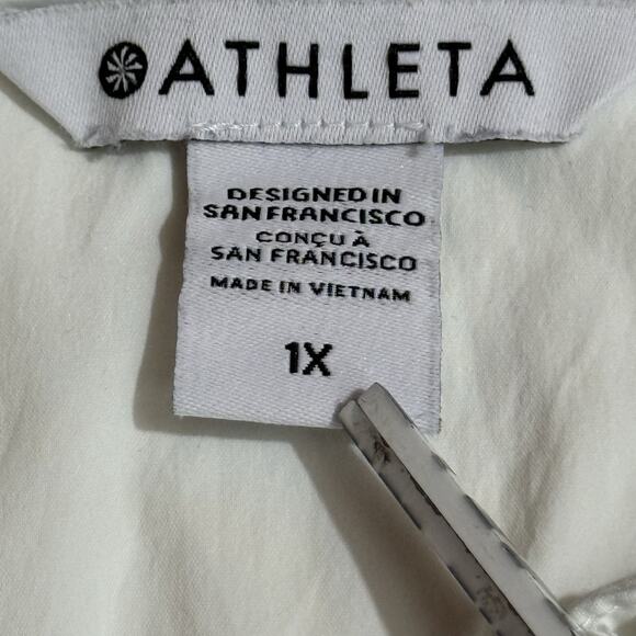 Athleta Shirt Womens Size 1X White Button Up Long Sleeve Preppy Classic - Picture 2 of 10